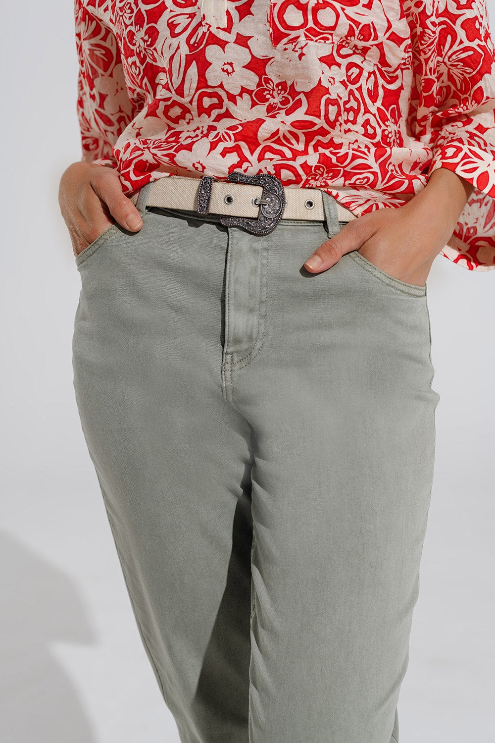 Ankle skinny Basic Jeans in kakhi - Coloured Jeans