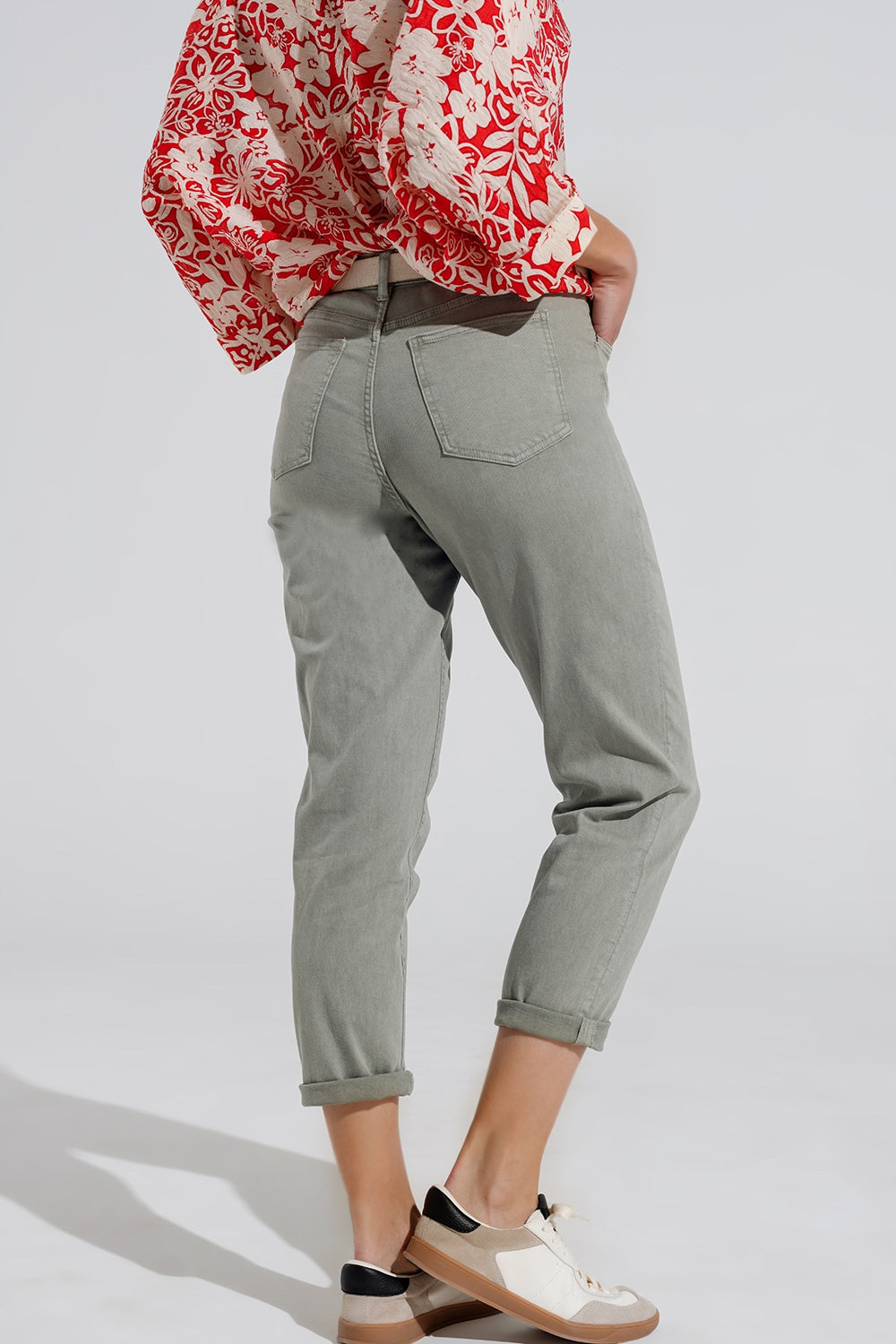 Ankle skinny Basic Jeans in kakhi - Coloured Jeans