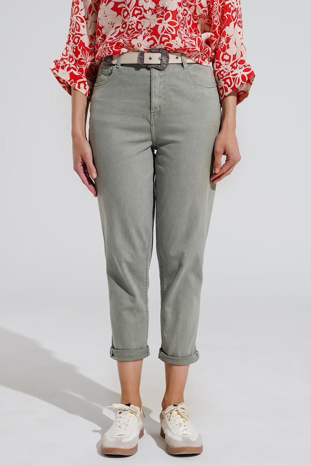 Ankle skinny Basic Jeans in kakhi - Coloured Jeans