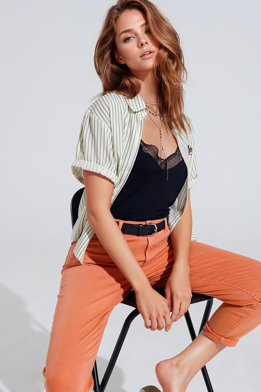 Ankle skinny Basic Jeans in orange - Coloured Jeans