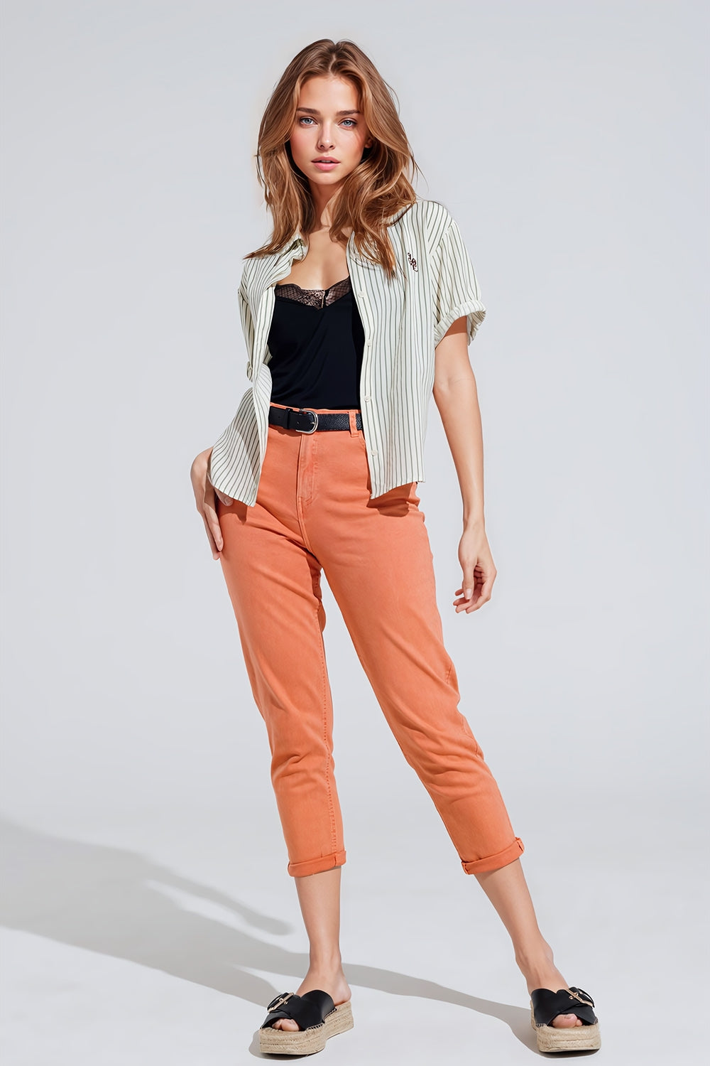 Ankle skinny Basic Jeans in orange - Coloured Jeans