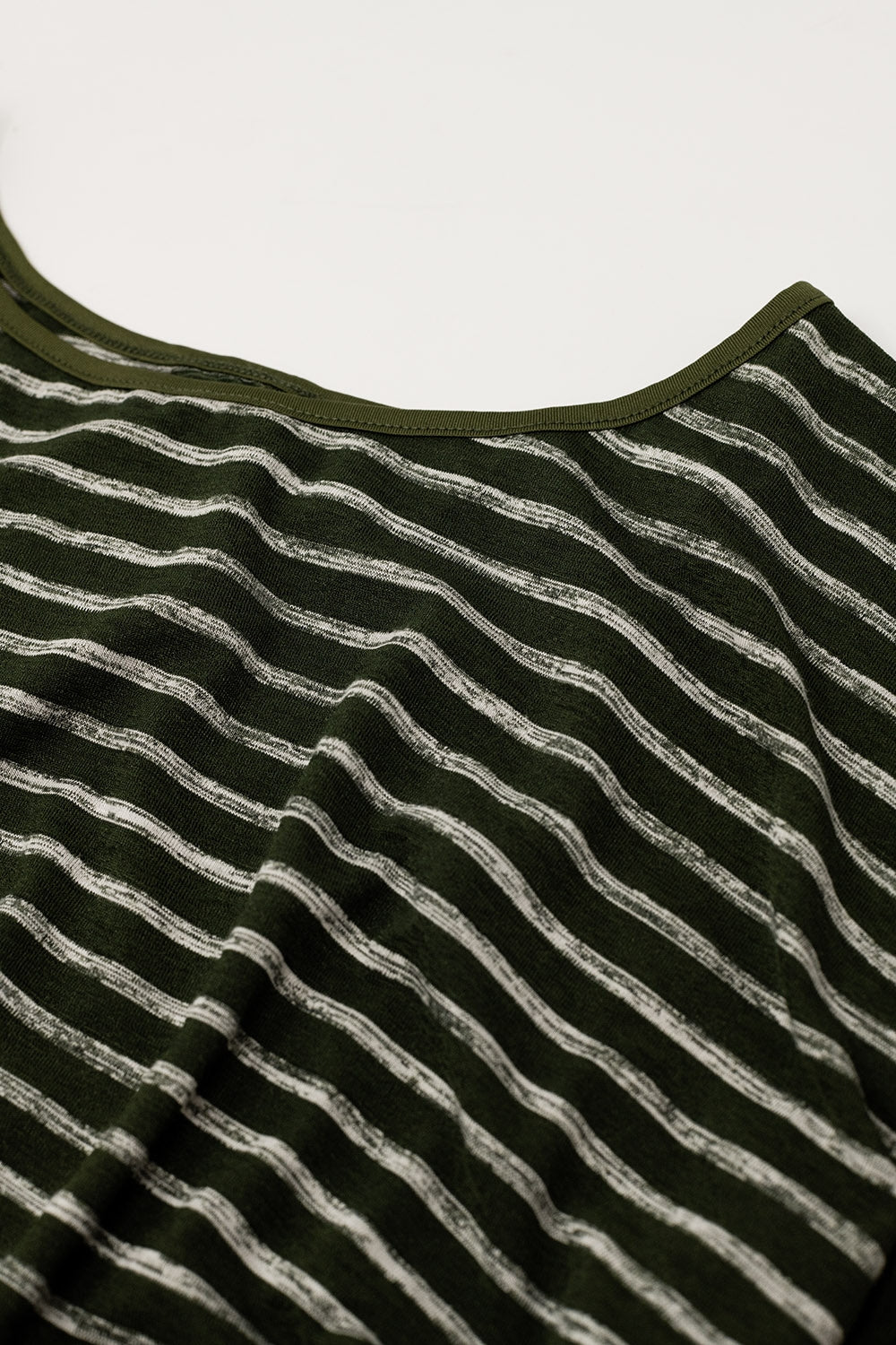 Relaxed striped T-shirt in khaki with open back detail - top