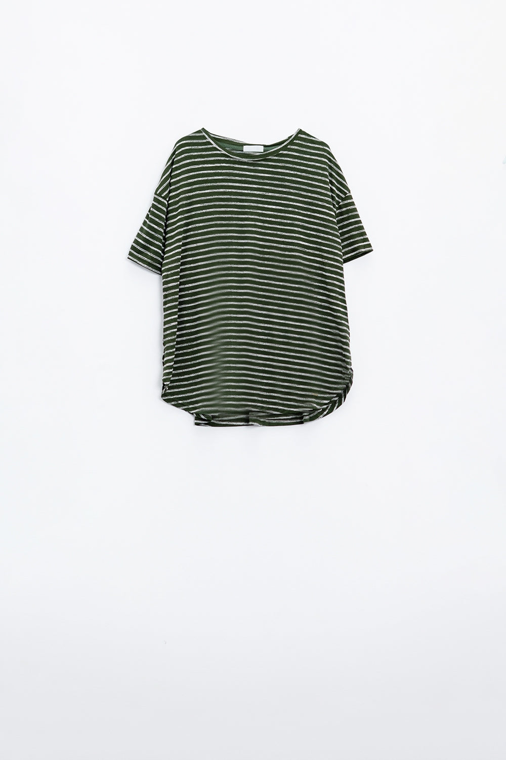 Relaxed Striped T-shirt With Crew Neckline In Khaki - top