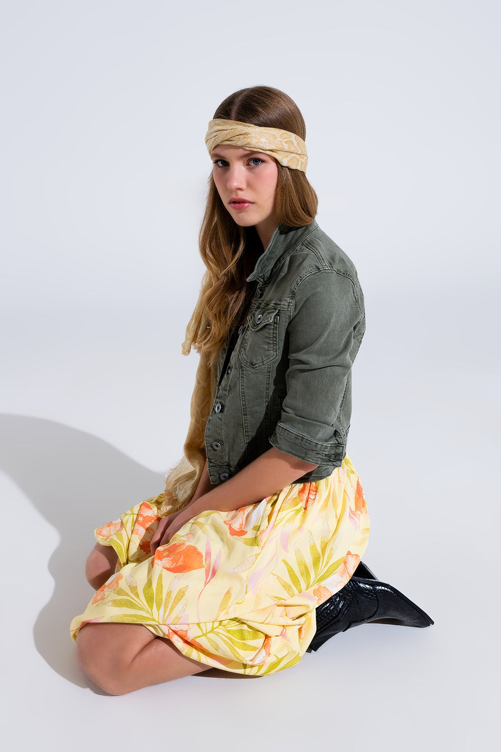 Slim denim trucker jacket in khaki