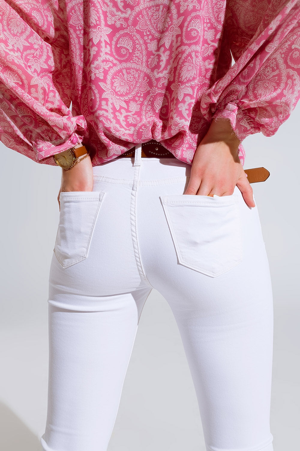 High Rise Basic Flared Jeans In White - Coloured Jeans