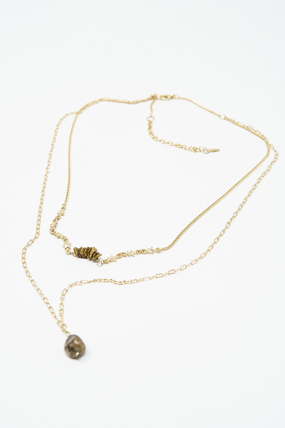 2 in 1 necklace with stone pendant and star details