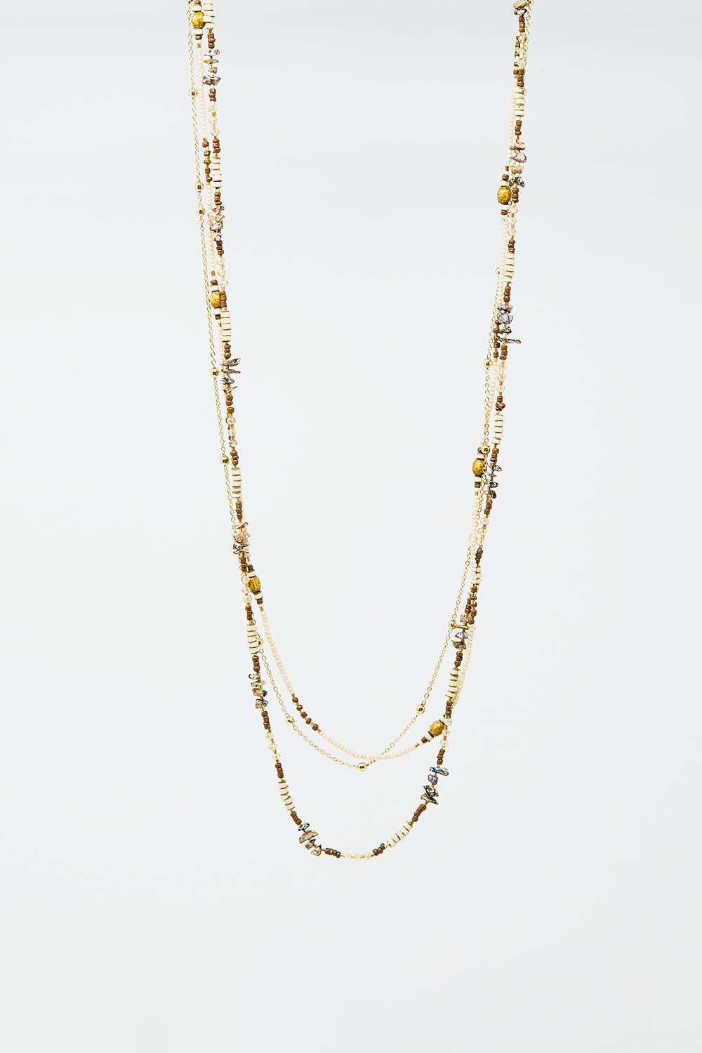 3 in 1 necklace with different type of beads