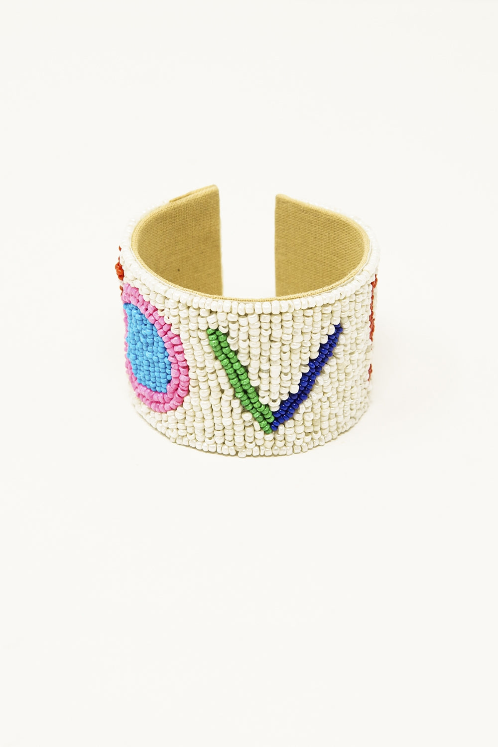 Open Beads Bracelet In White With LOVE