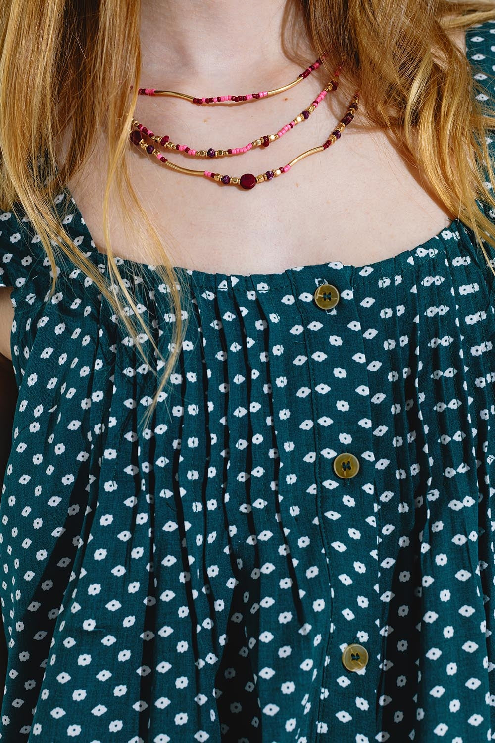 3 in 1 necklace with multicolor stones