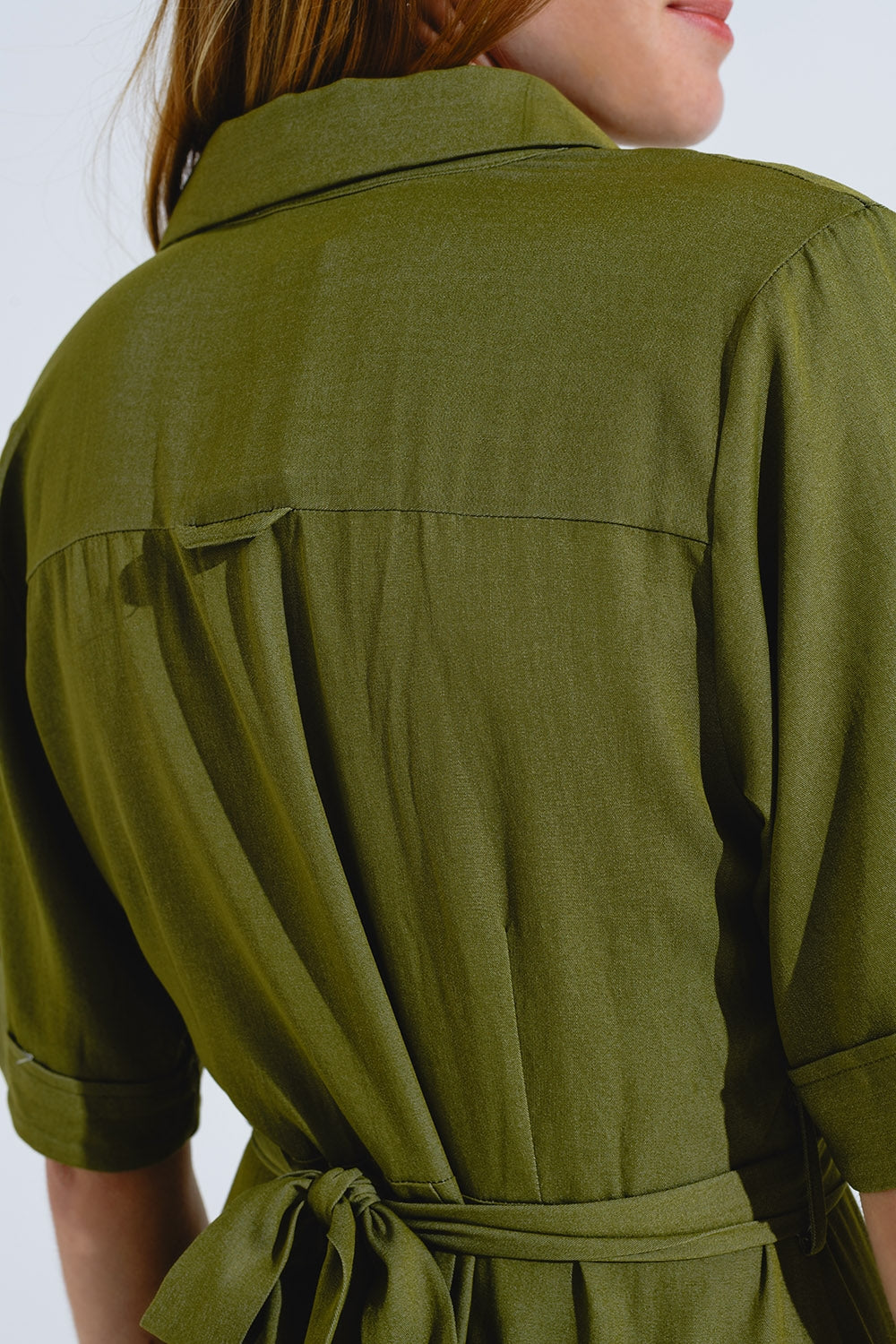 Green Maxi Shirt Dress With Polo Collar - dress