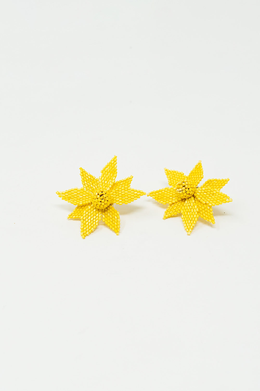3D Flower Embroidered Earrings In Yellow