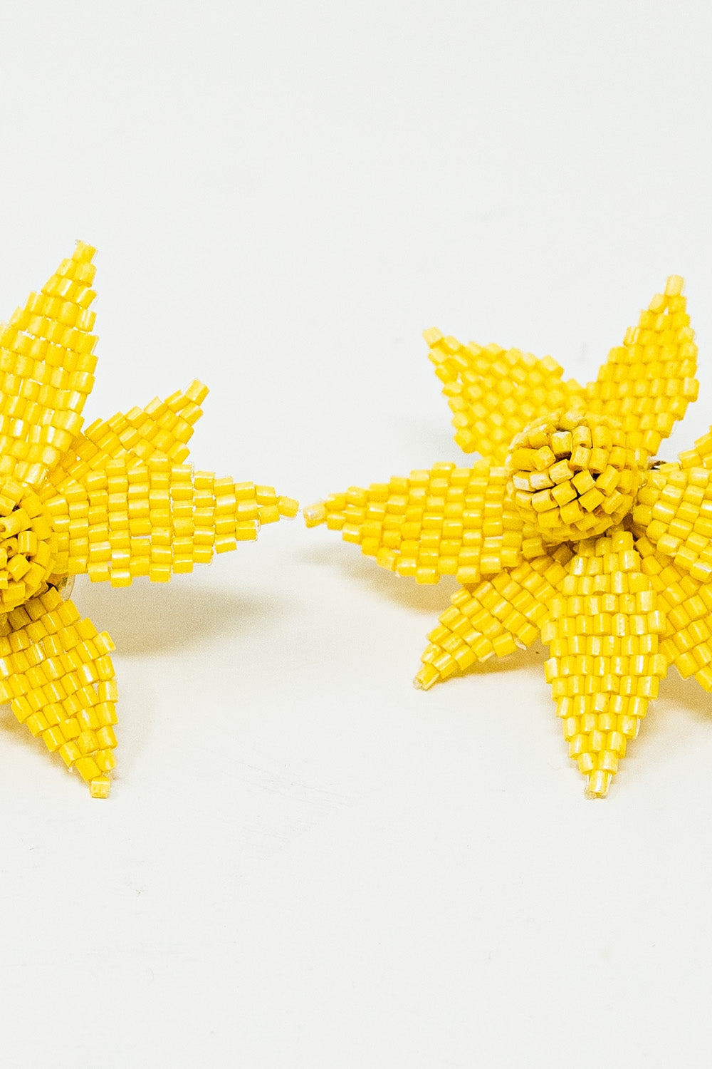 3D Flower Embroidered Earrings In Yellow