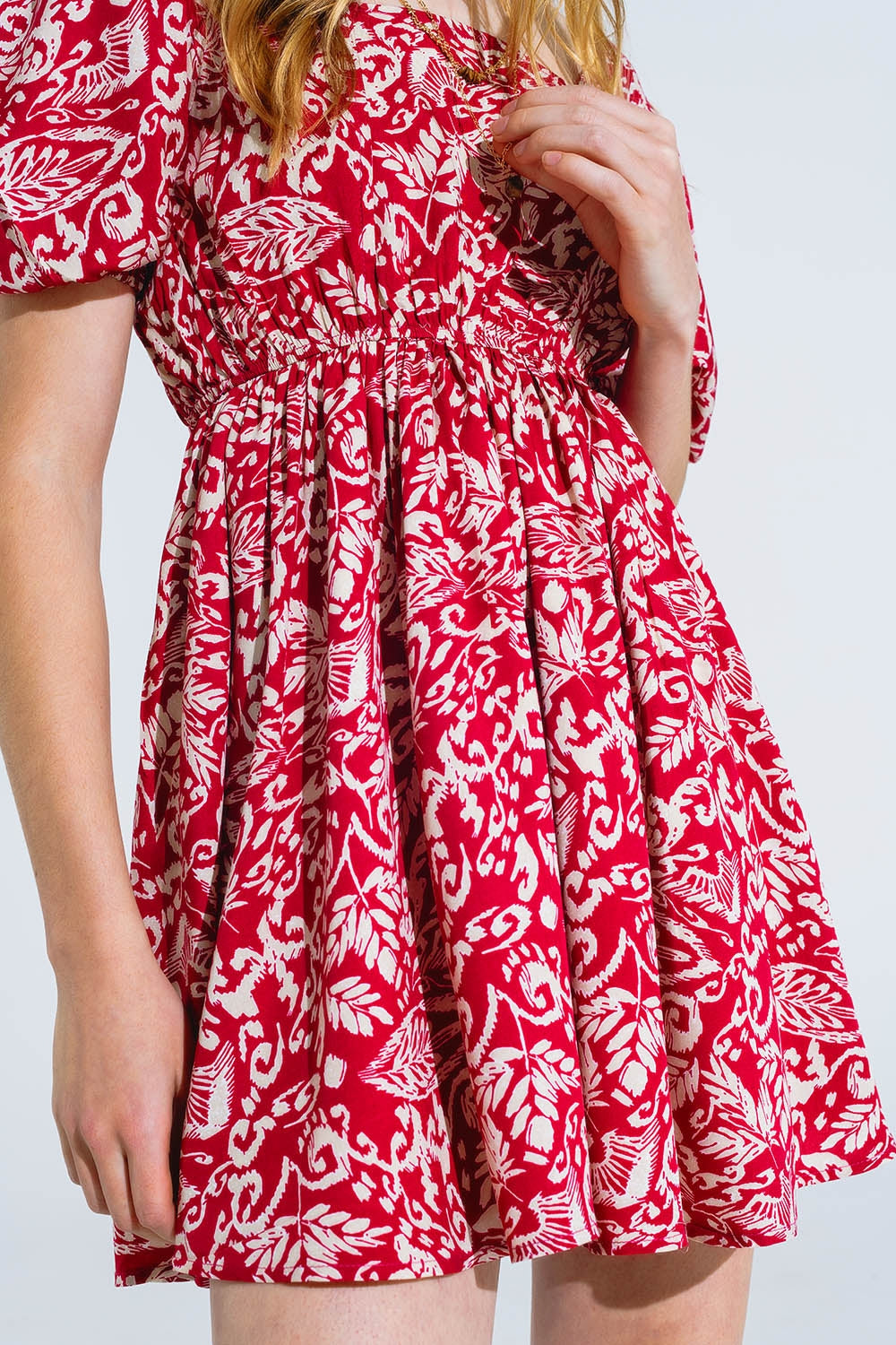 short floral print dress with gathered back - dress