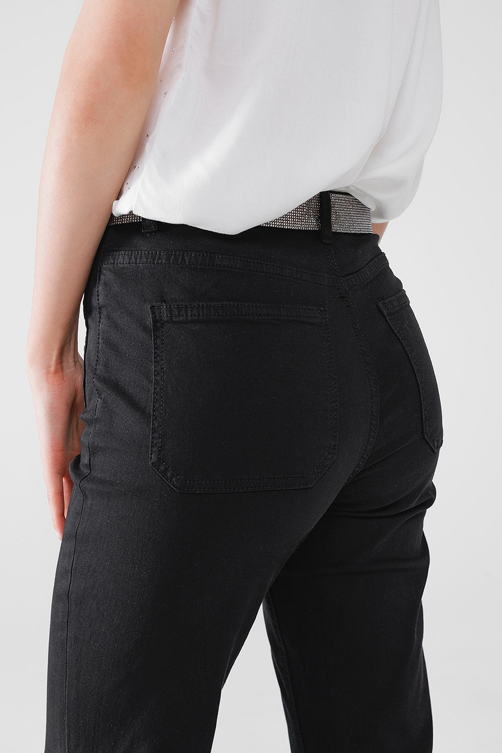 Black Skinny Flared Jeans With Front Pocket Detail - Coloured Jeans