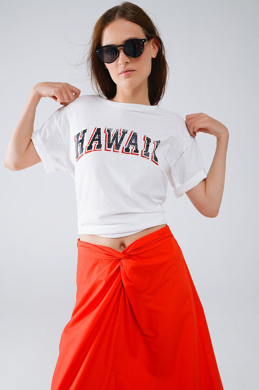 Washed Effect Hawaii T-Shirt In white - top