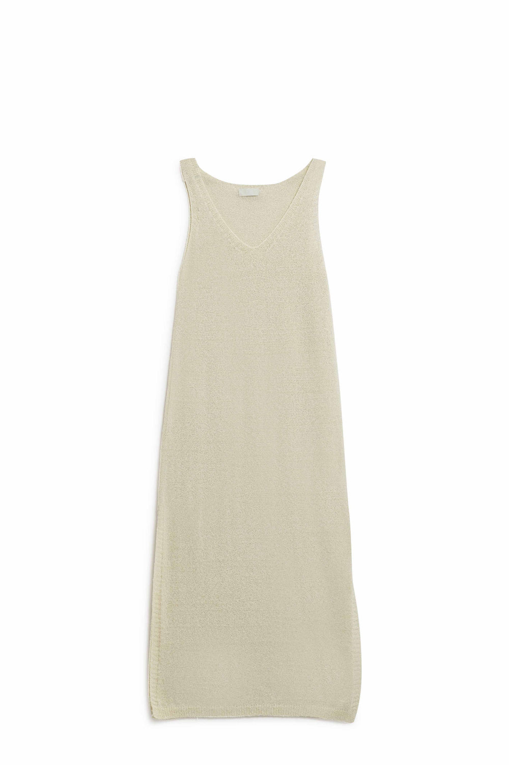 Robe longue blanche sans manches avec fente latérale