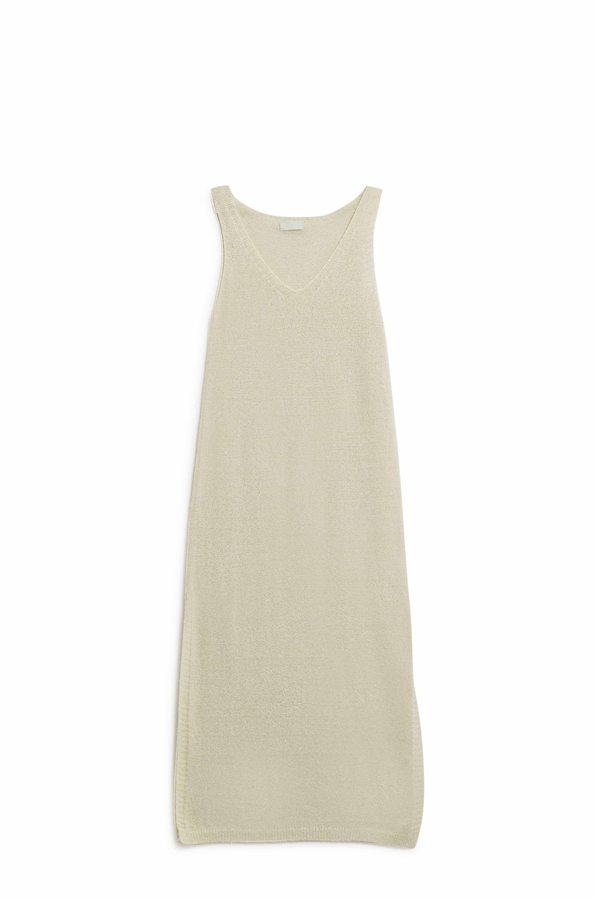 Sleeveless Maxi White Dress With Side Slit - dress