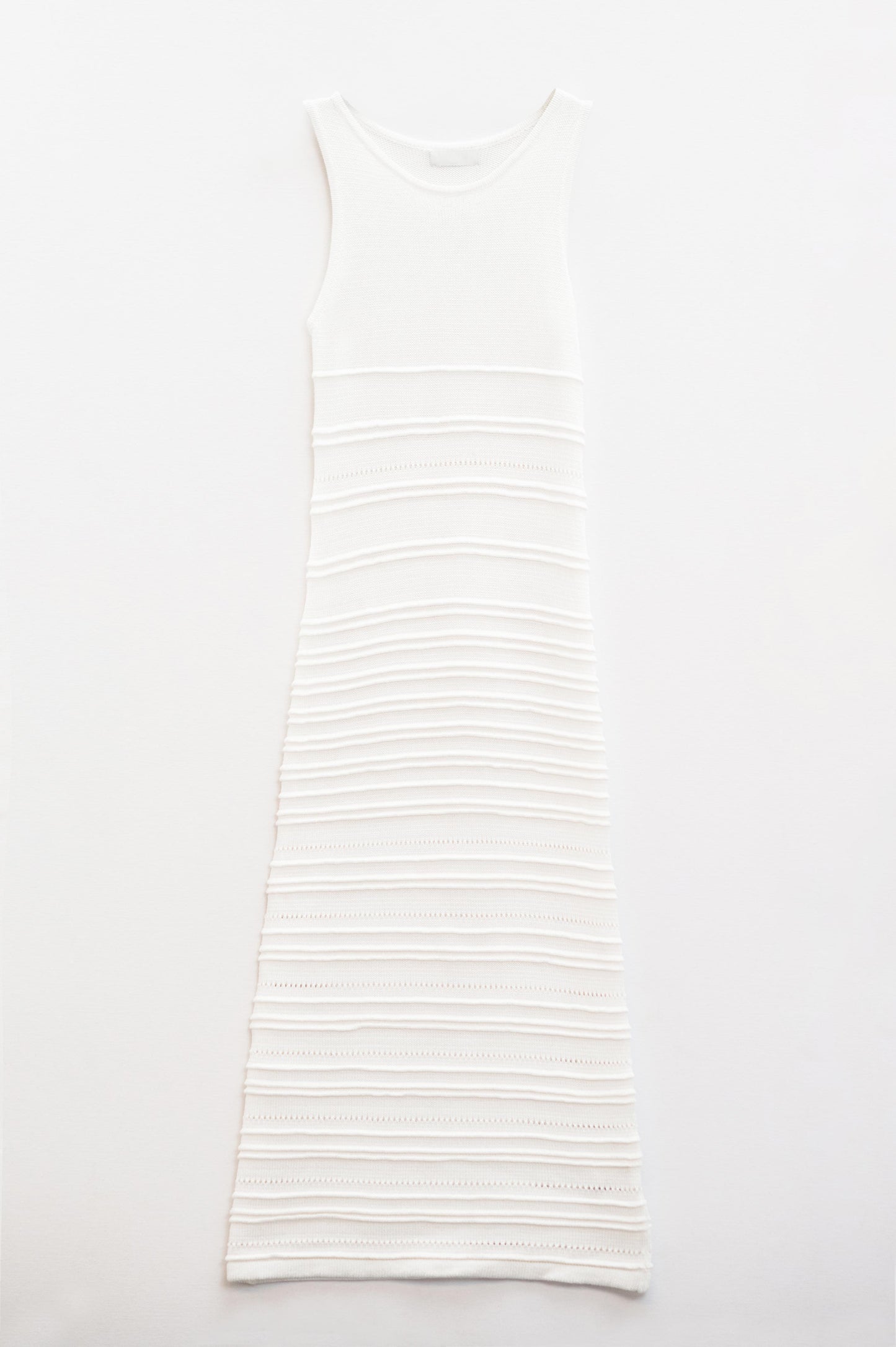 White Maxi Crochet Sleeveless Knitted Dress - dress