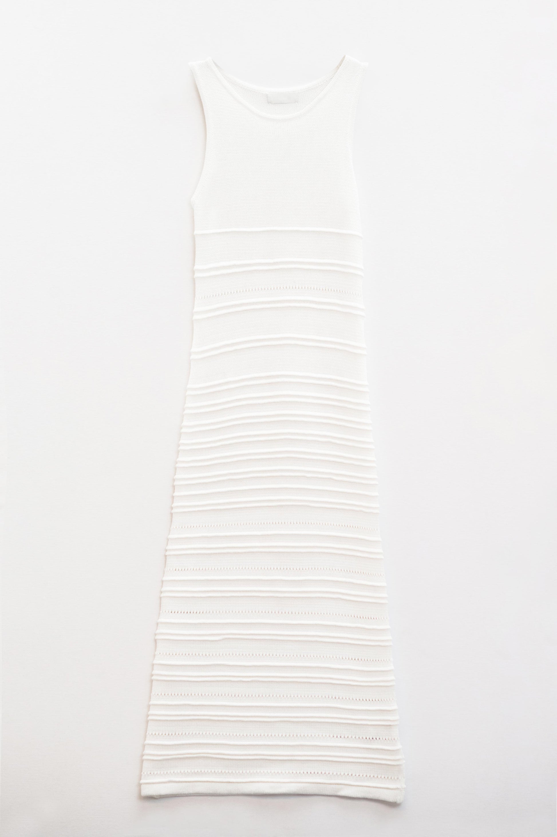 White Maxi Crochet Sleeveless Knitted Dress - dress