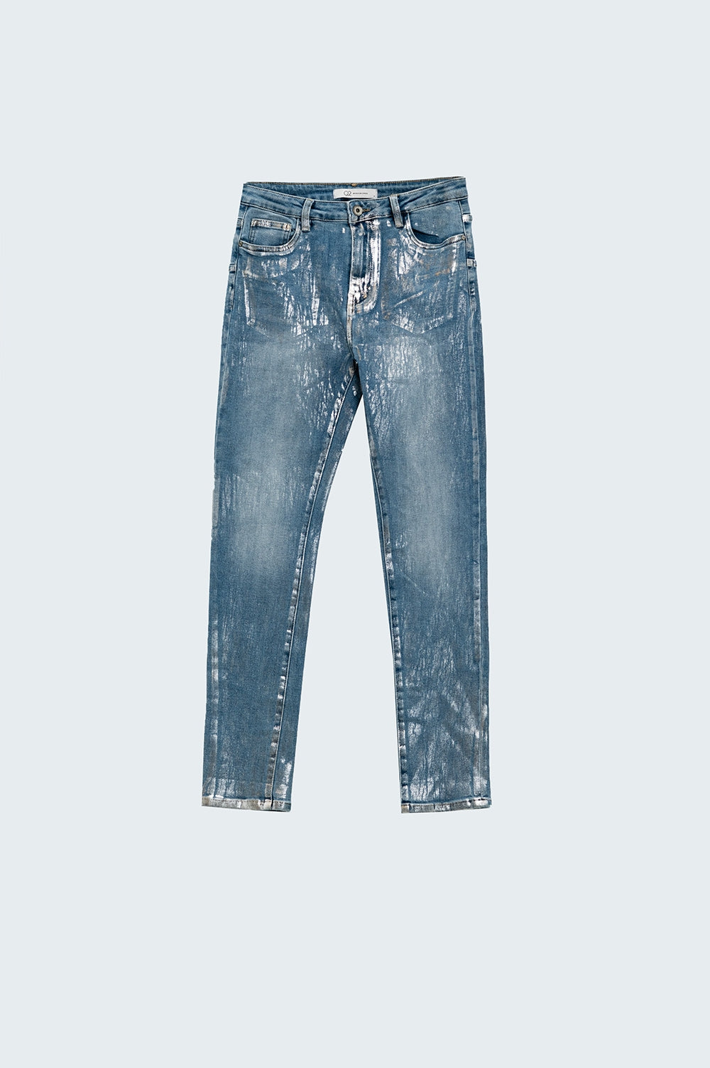 Super Skinny Denim Jeans With Metallic Effect - Denim