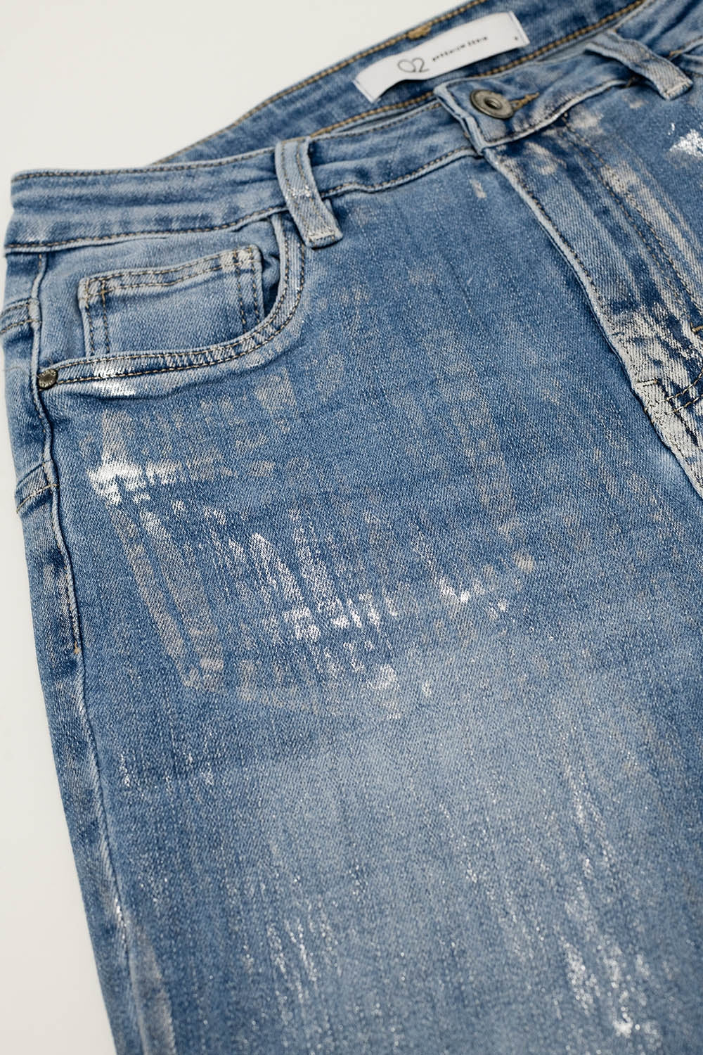 Super Skinny Denim Jeans With Metallic Effect - Denim