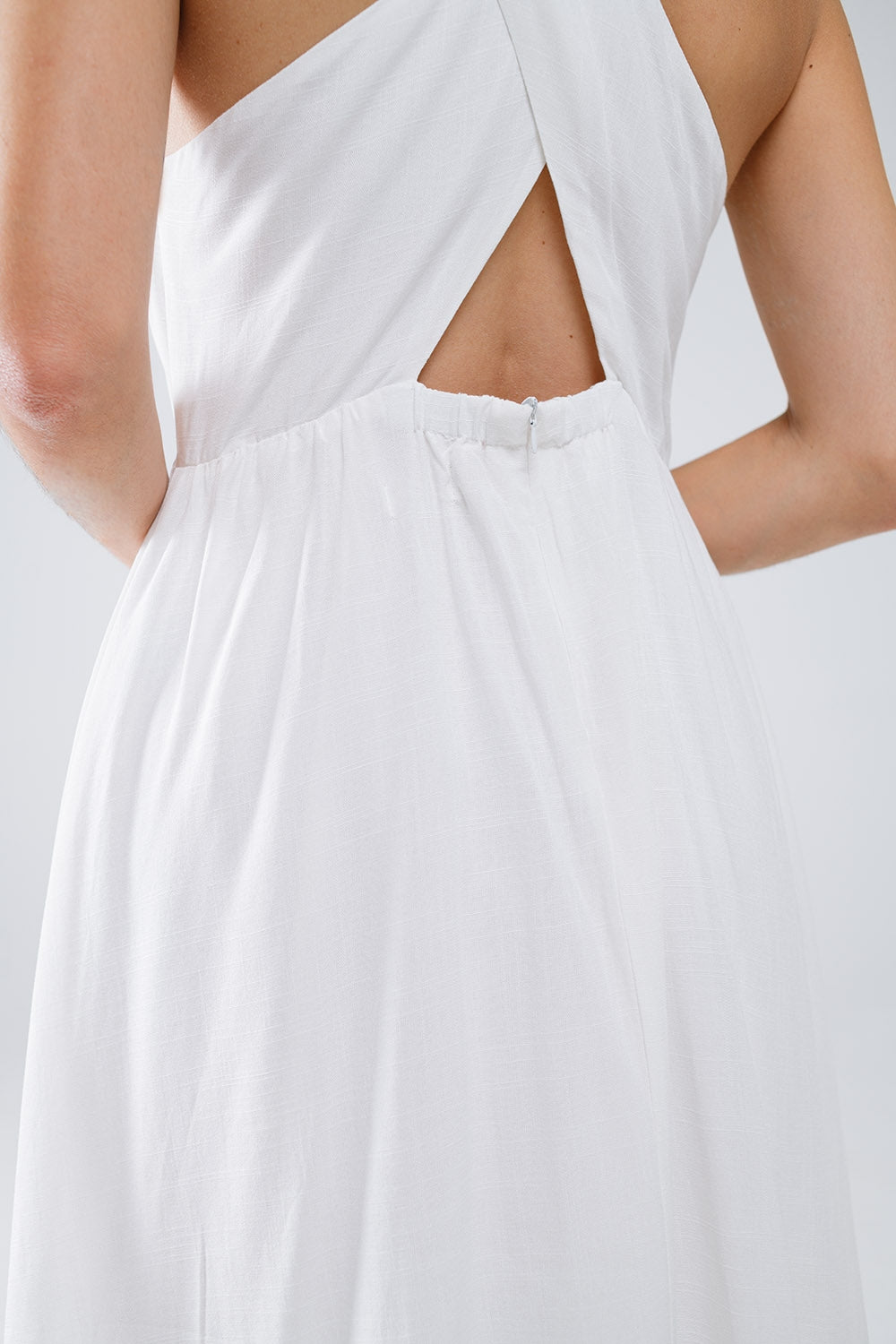 White dress with button detail - dress