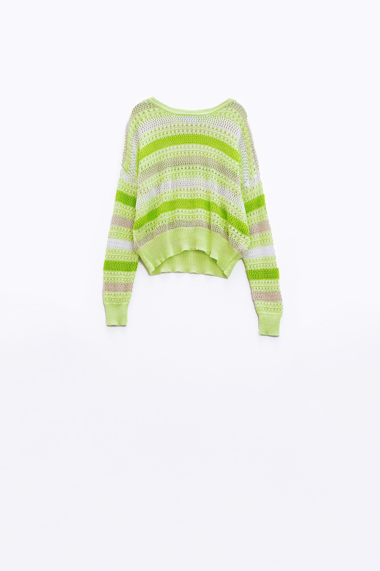 Long Sleeve Light Multicolored Sweater With Boat Neck