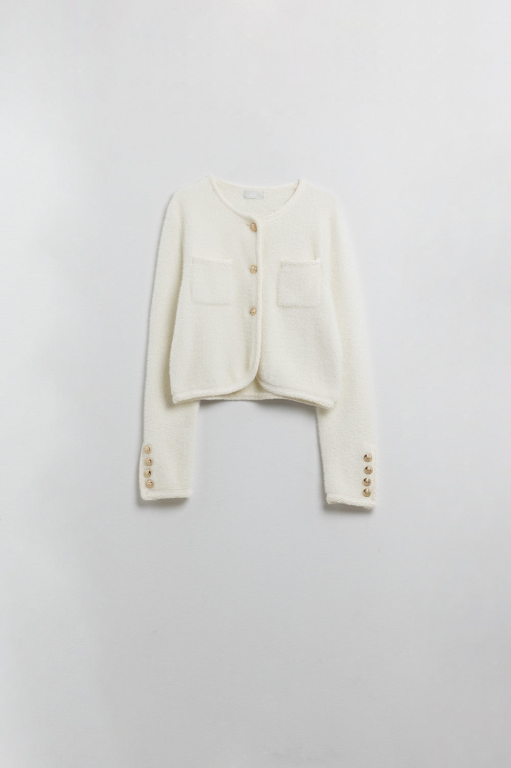 Extra soft fluffy high-quality cardigan in cream