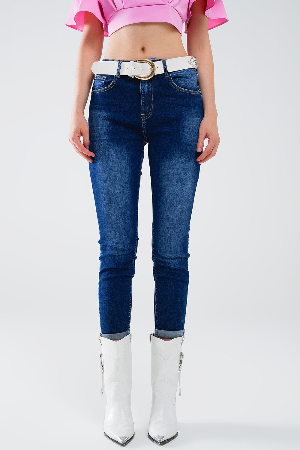Super Skinny Dark Wash Jeans In Elastic Denim - Denim