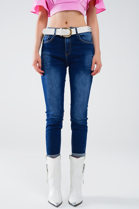 Super Skinny Dark Wash Jeans In Elastic Denim - Denim