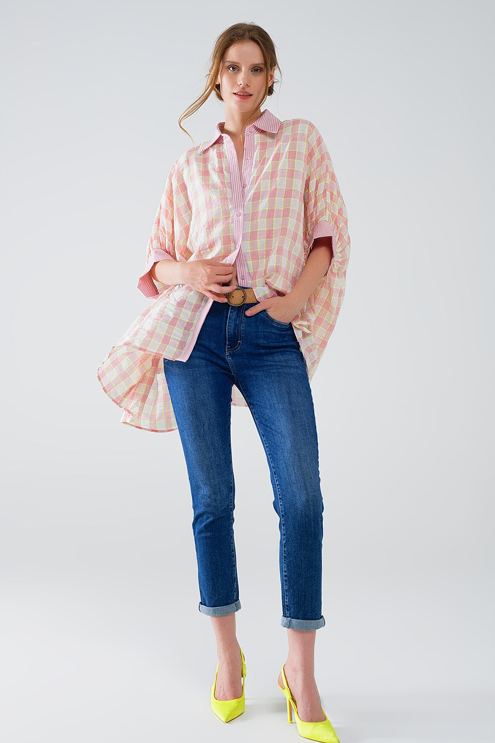 High waisted Skinny Jeans in Dark Wash With Five Pockets - Denim