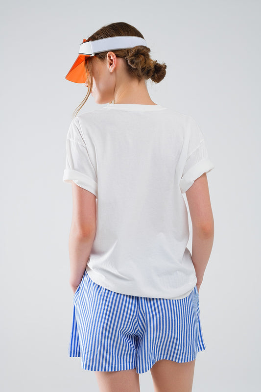 Graphic Smile with me Text T-Shirt in White - top