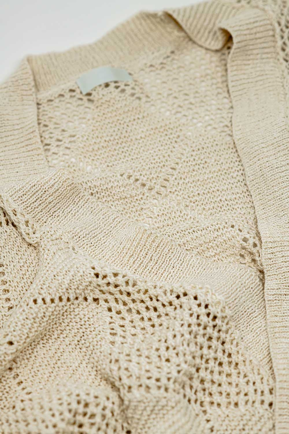 Beige Draped Cardigan With Crochet Design