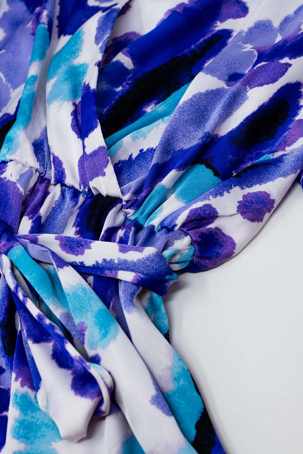 Wrap Short Dress In Blue and Purple Tie-dye - dress