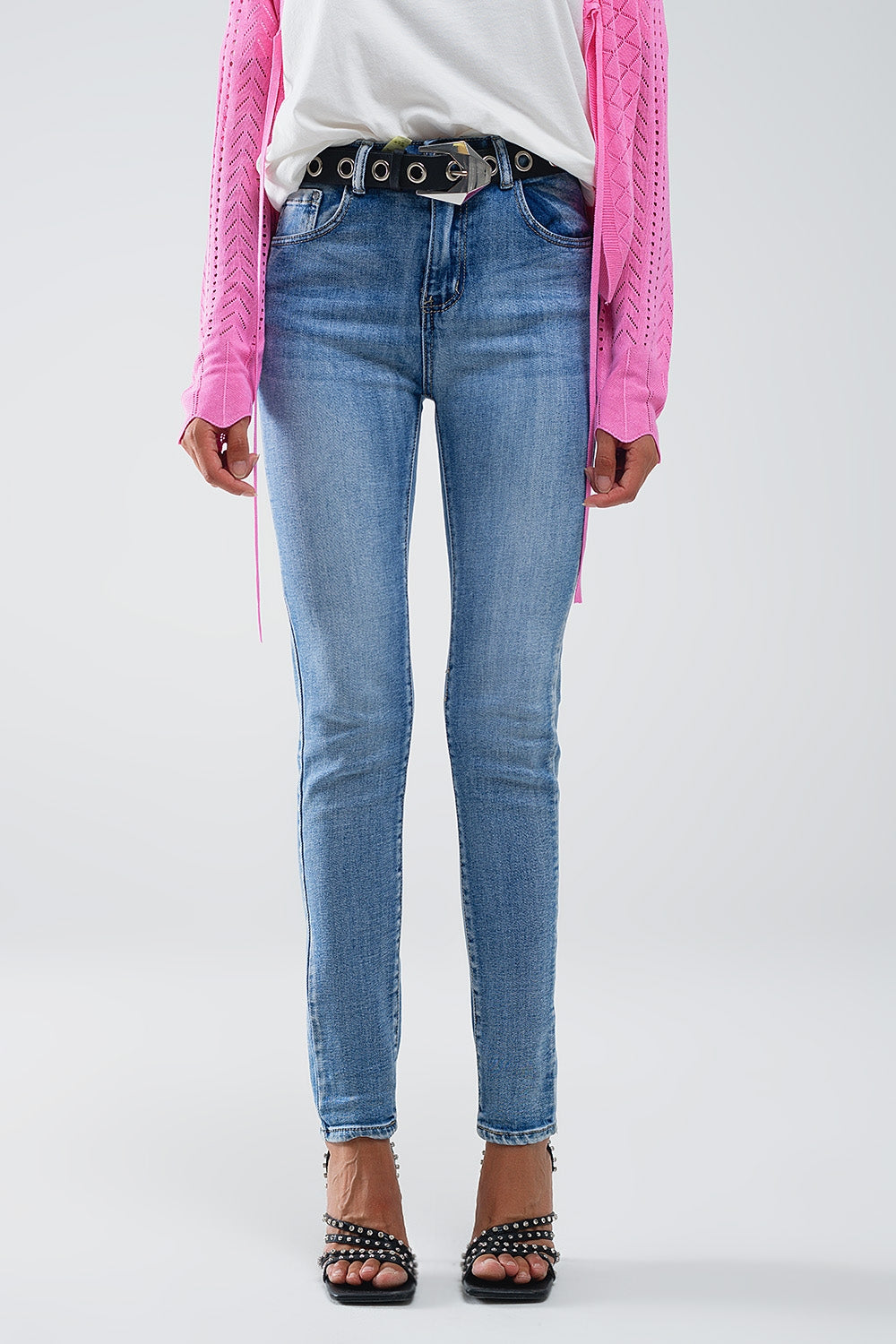 High waisted super skinny jeans in stonewash vintage blue - Denim
