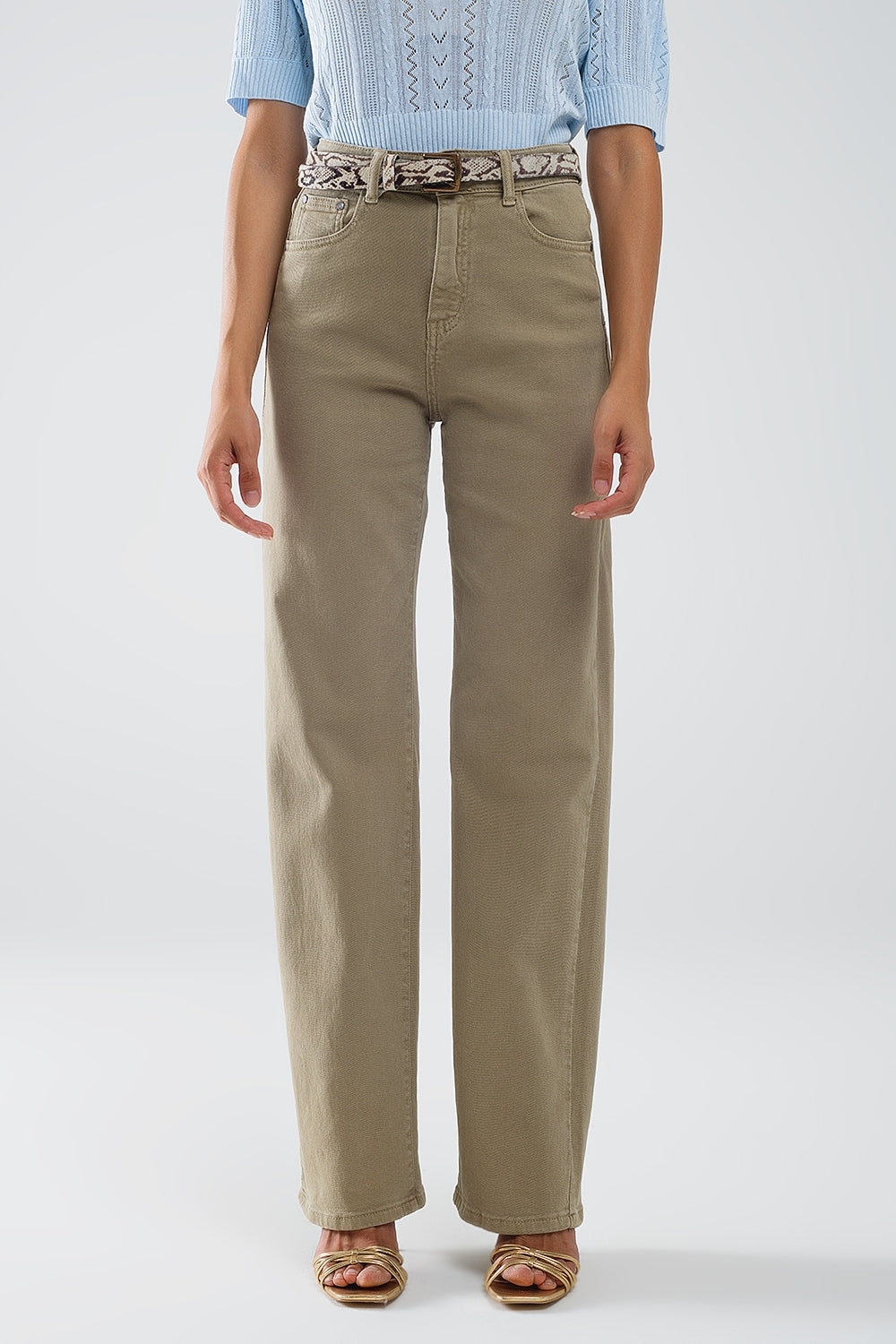 High rise slouchy mom jeans in beige - Coloured Jeans