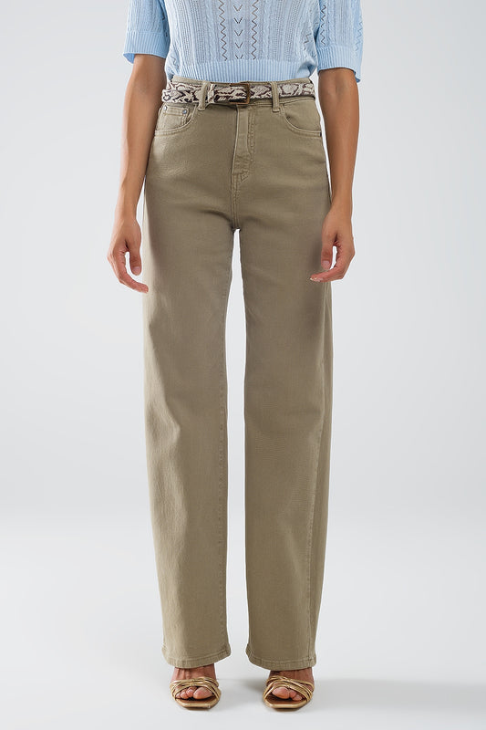 High rise slouchy mom jeans in beige - Coloured Jeans