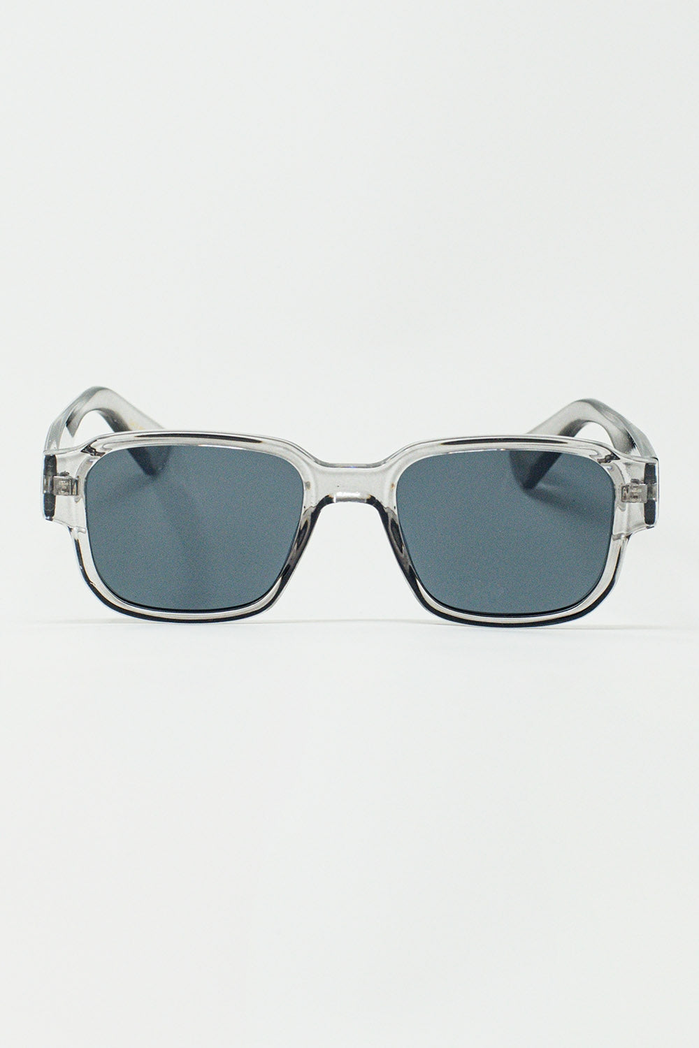 Chunky Square Sunglasses In Crystal Grey