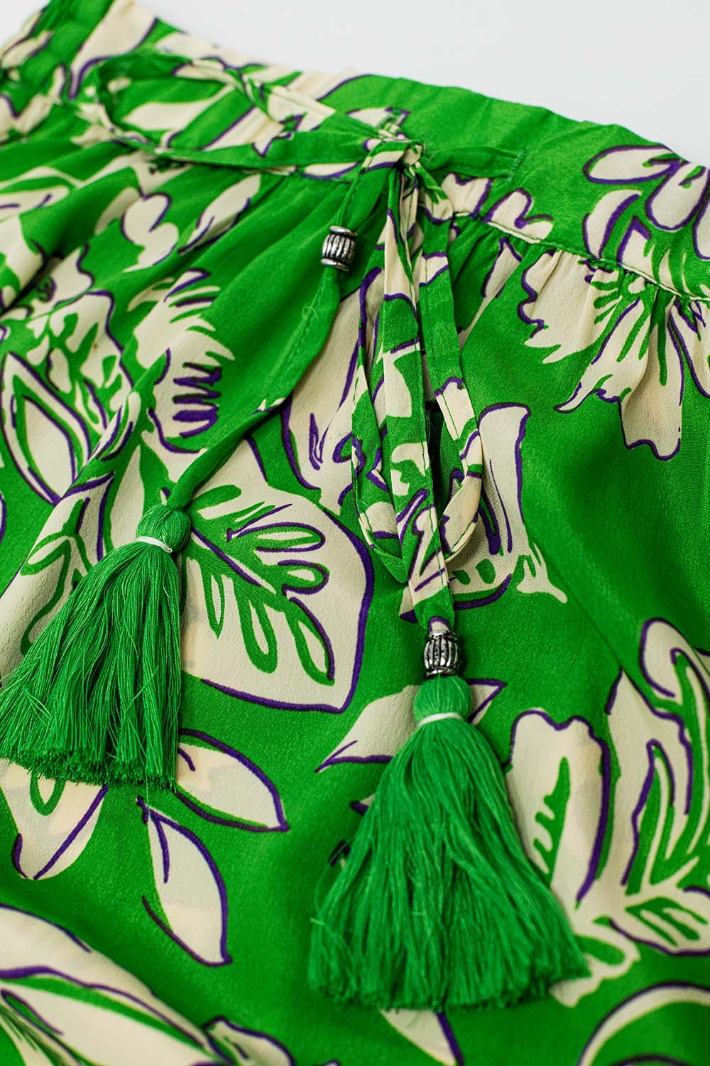 Tiered Maxi Skirt In Green Floral Print