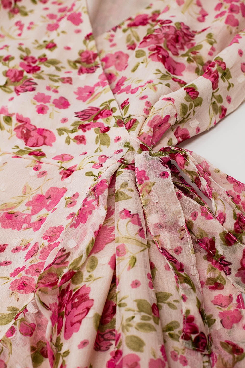 Plumetti Short Wrap Dress in Pink Floral Print - dress