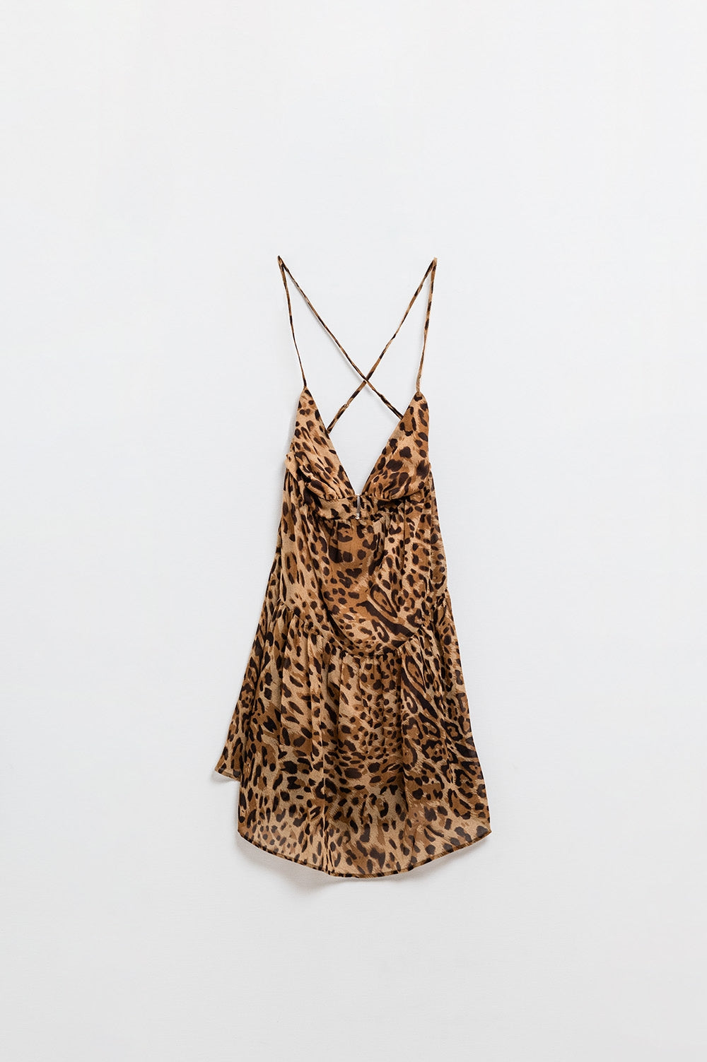 Halter Open Back BabyDoll chiffon Dress in Leopard Print - dress