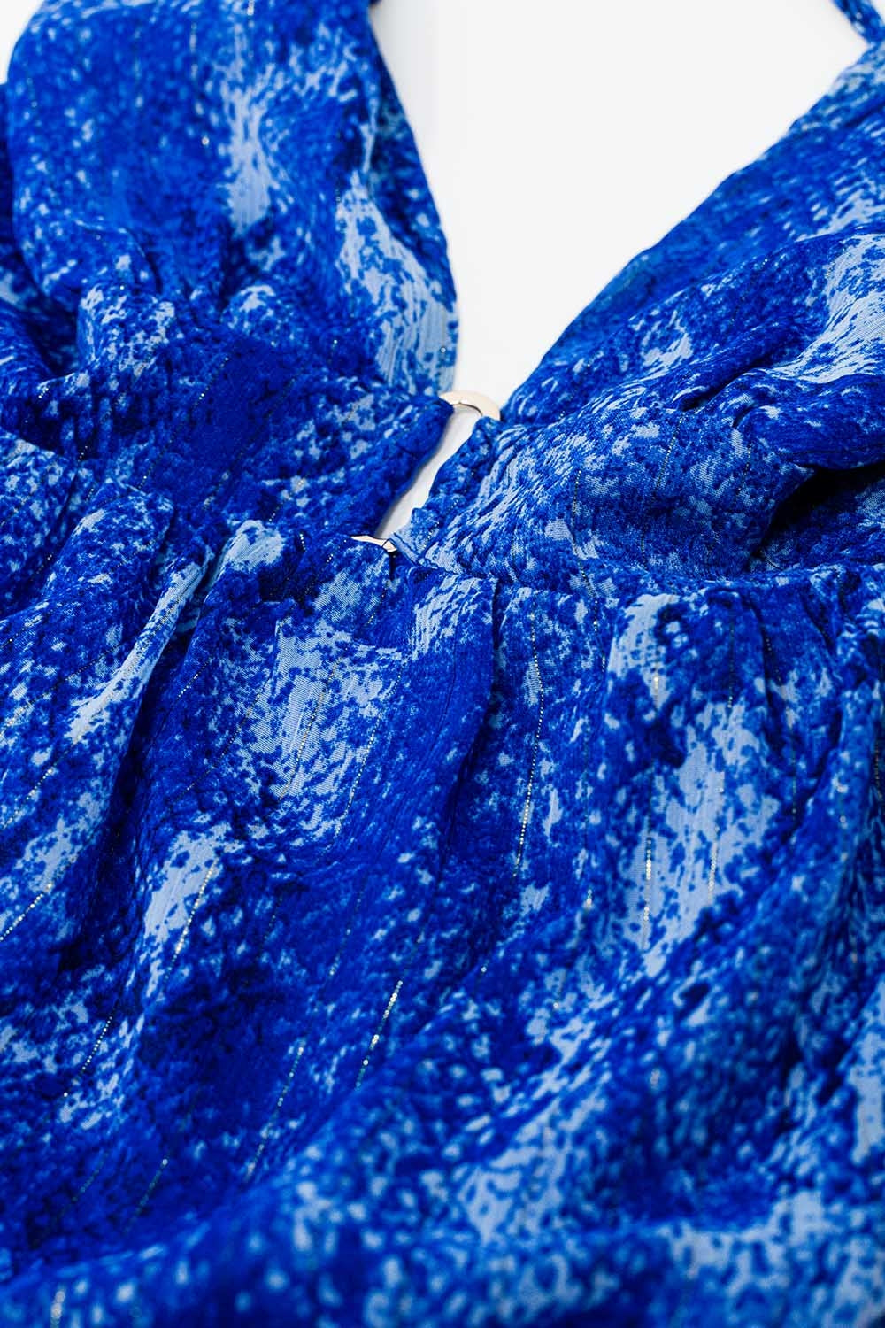 Halter Open Back BabyDoll Dress in snake Blue Print - dress