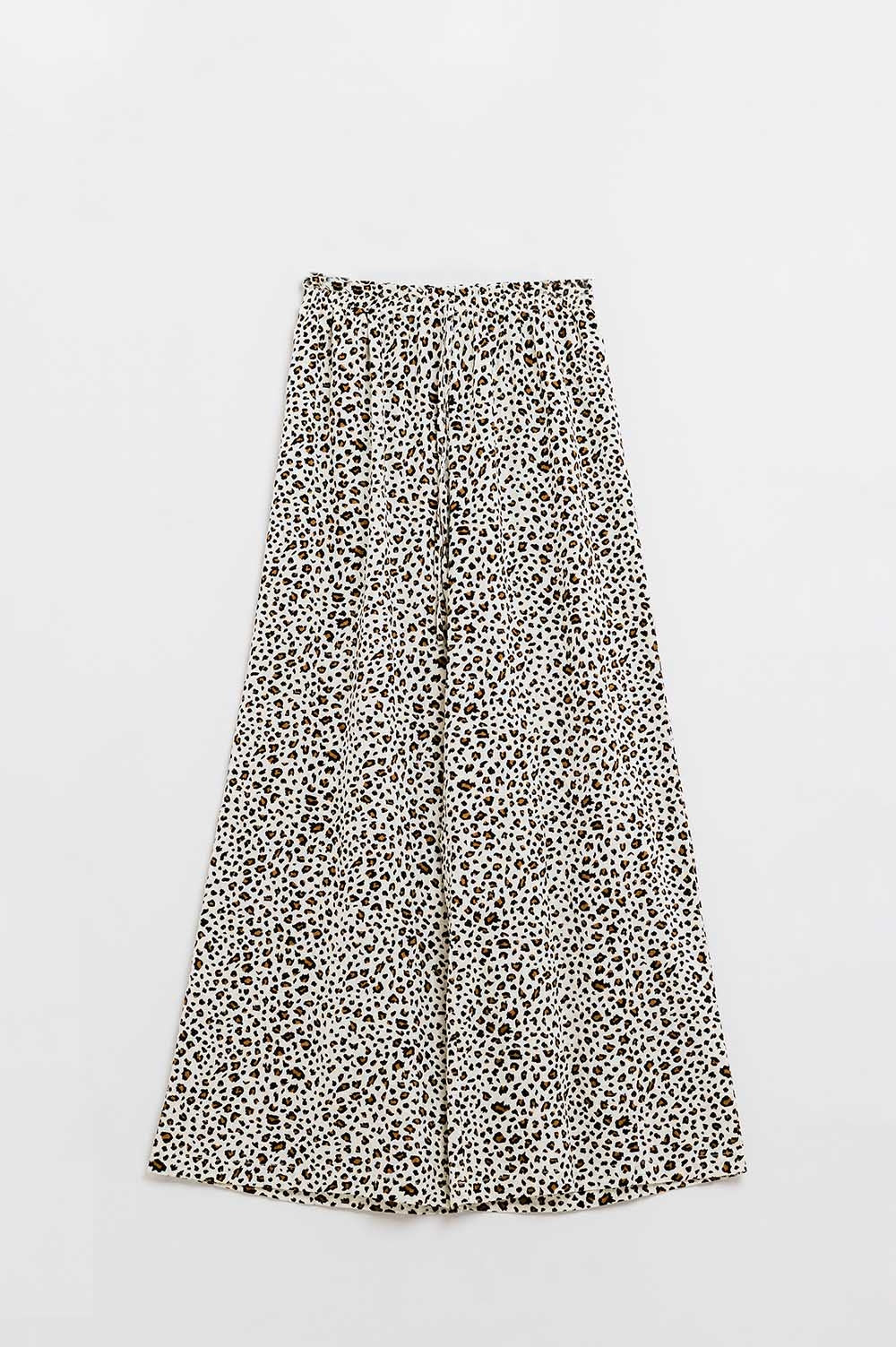 Elasticated Waist Straight Leg Pants In Leopard Print - trousers