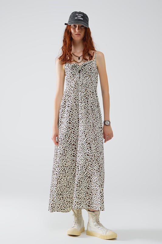 Leopard Print maxi Dress With Knot Detail - dress