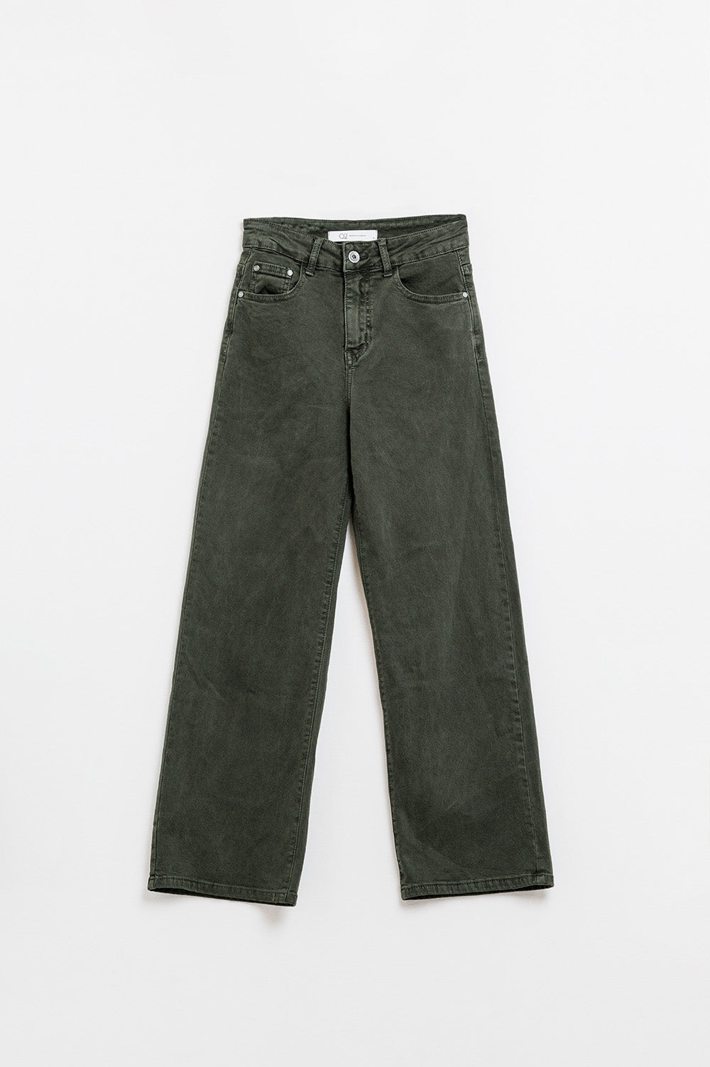 Cropped wide leg jeans in khaki - Coloured Jeans
