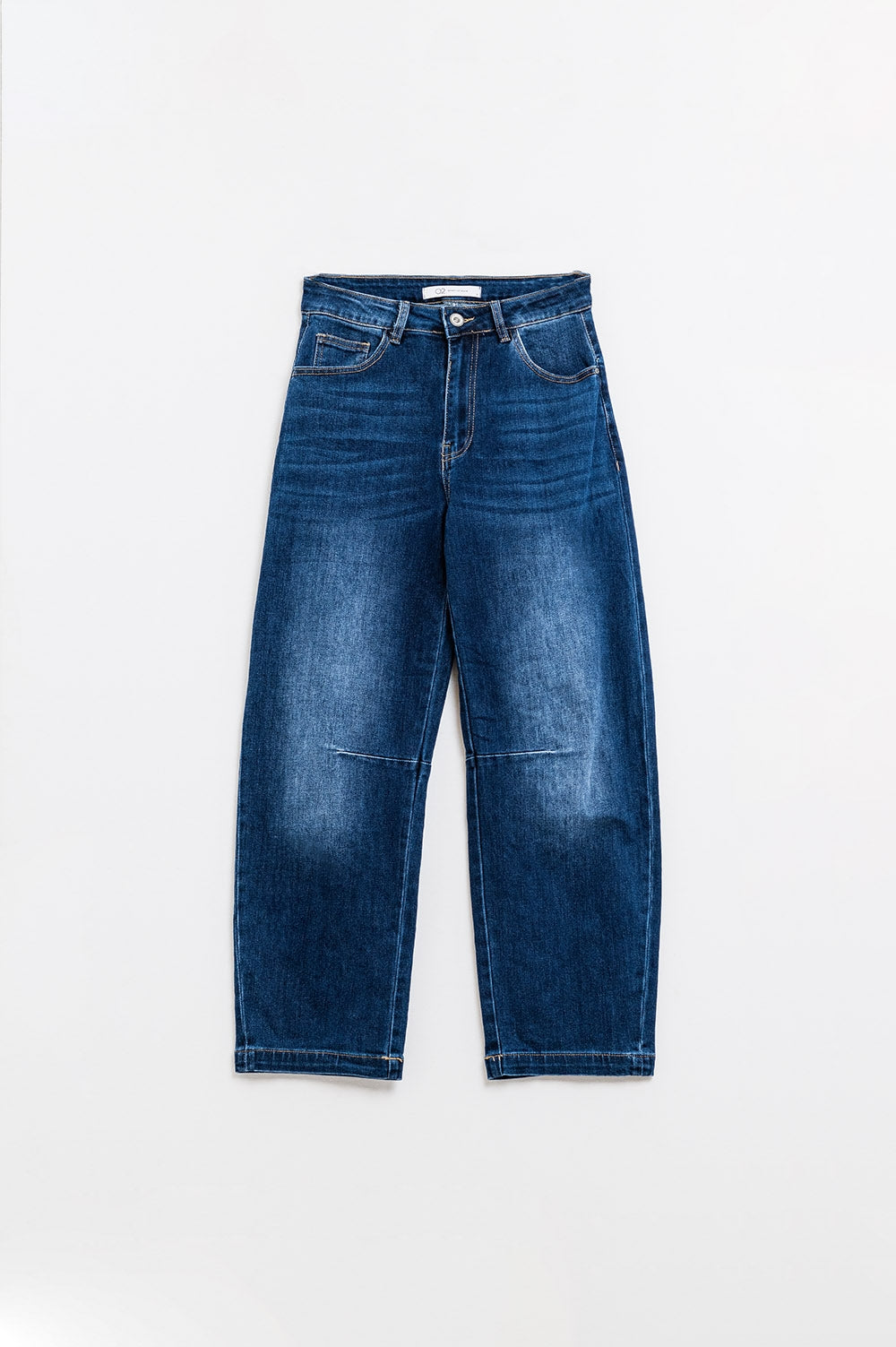 Blue Straight Jeans With Seam Details - Denim