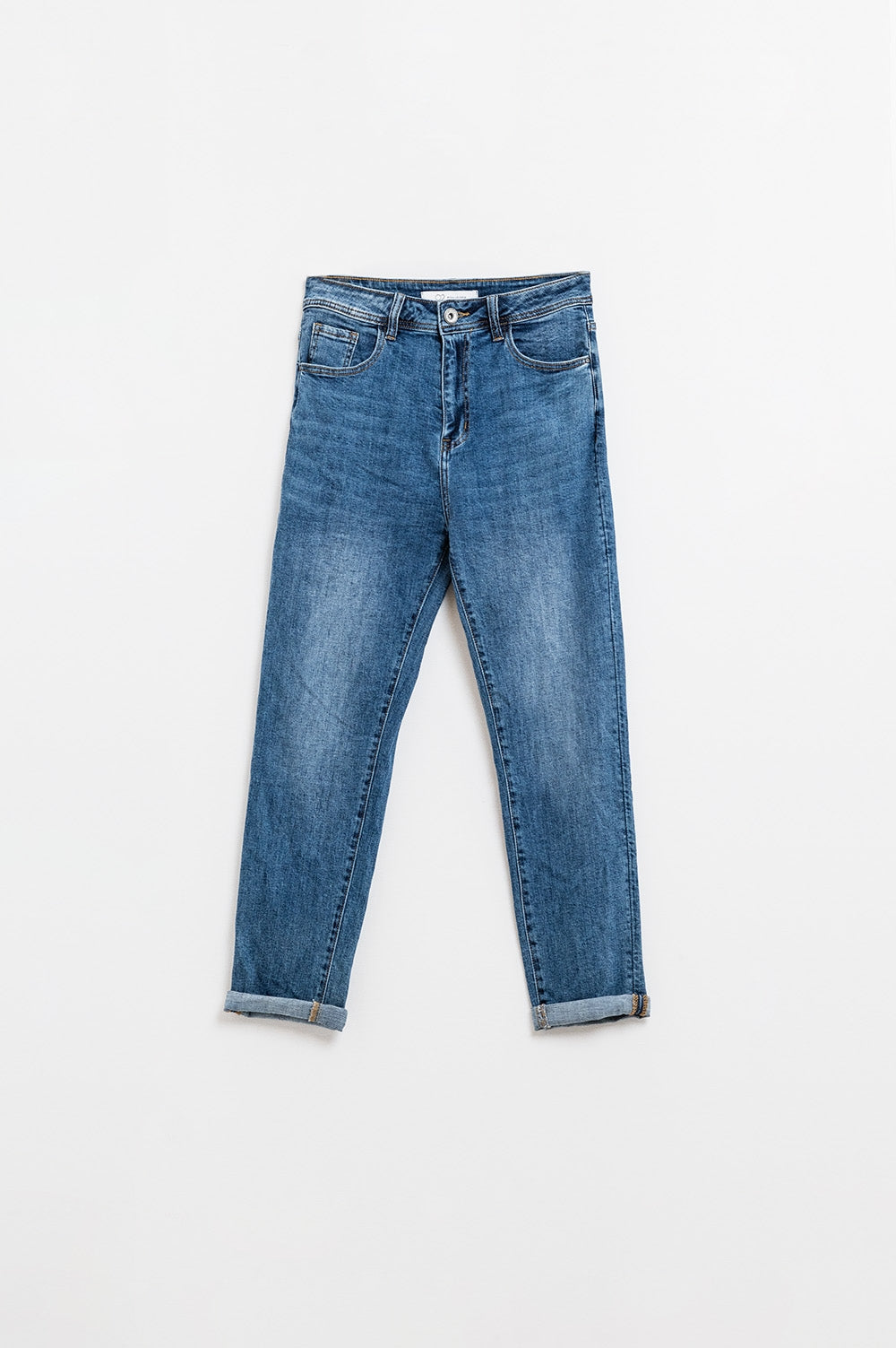 Skinny Stretchy Jeans With Five Pockets In Dark Wash - Denim