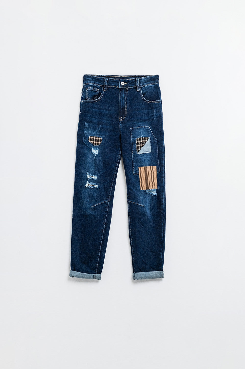 relaxed denim with patches - Denim