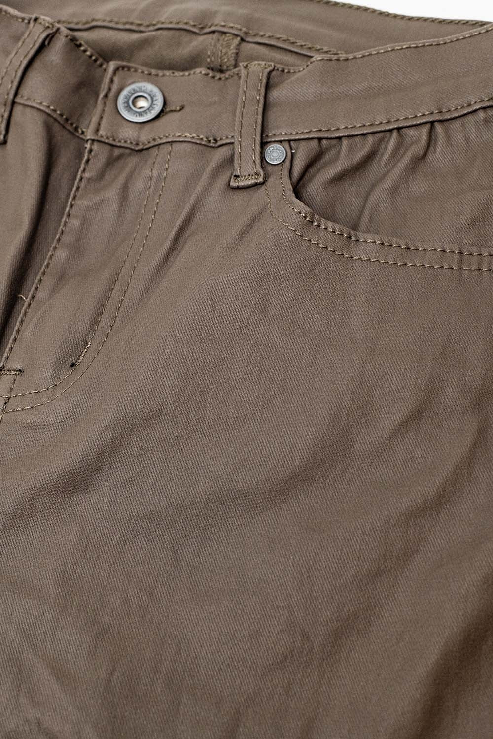 Beige Faux Leather Super Skinny Pants - trousers