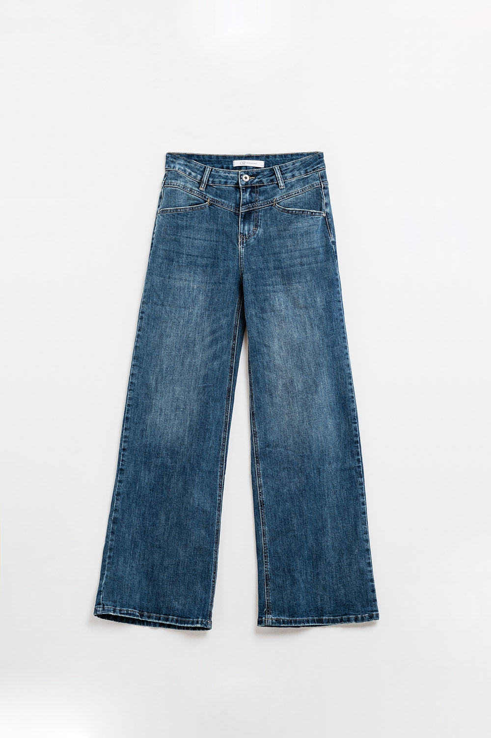 Blue Flare Jeans With Stitching Detail - Denim